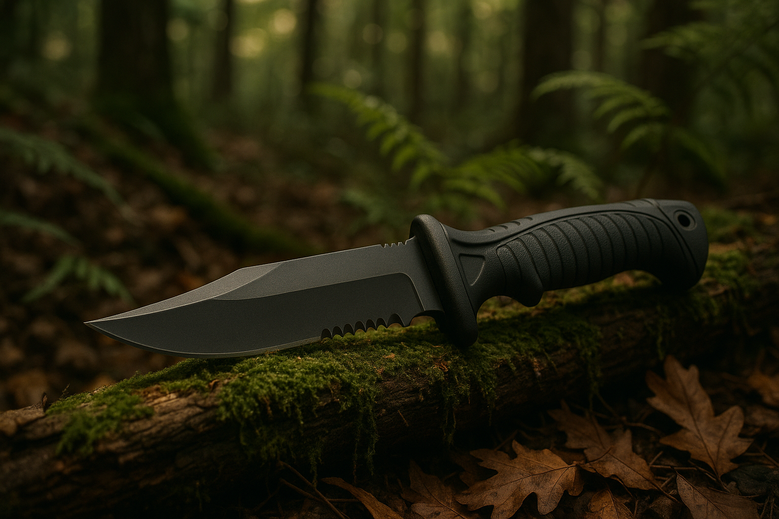 TACTICAL UTILITY KNIFE IN THE WOODS